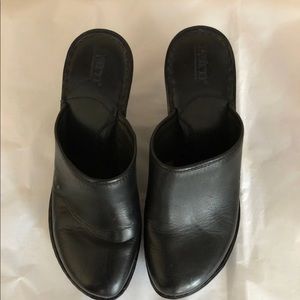 Born Leather Black Clogs / Mules